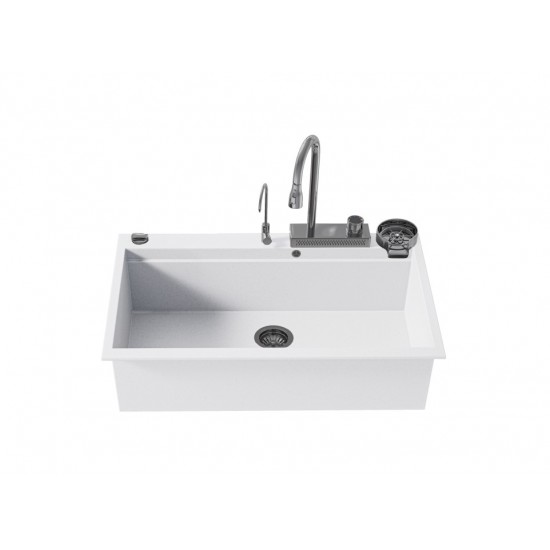 Ένθετος Νεροχύτης Quartz Multi Granite Sanitec 850 Μ79xΠ50cm Λευκό